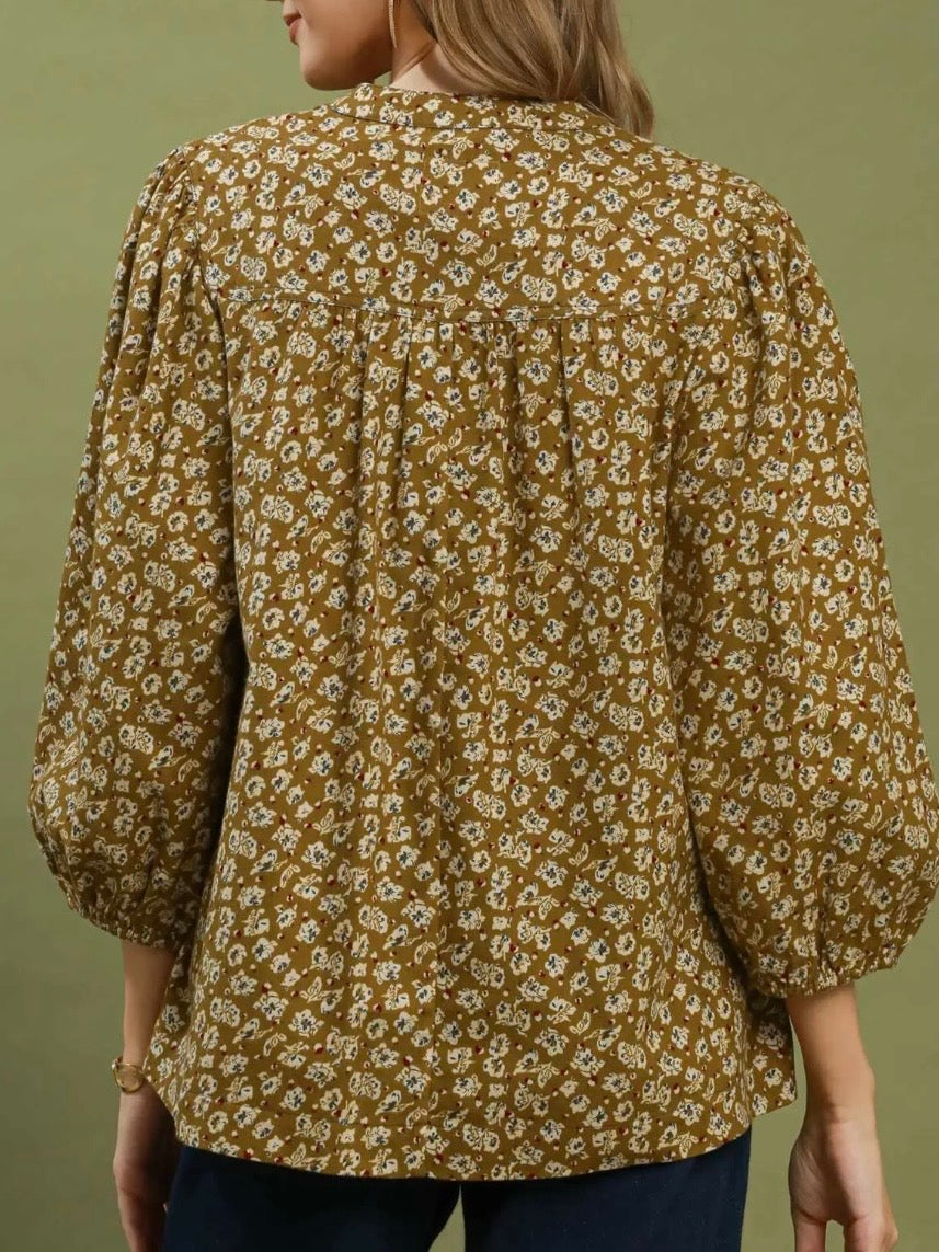 Olive Orchard Floral Top