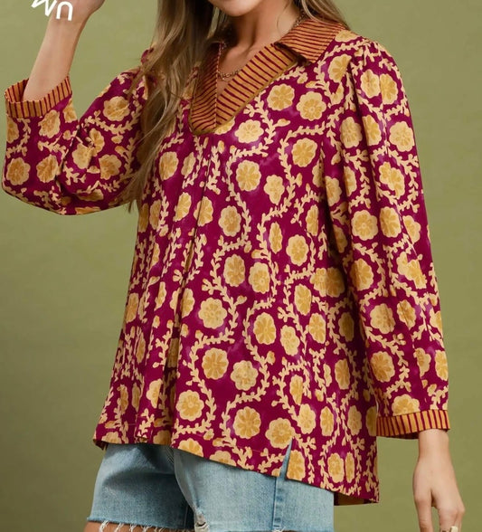 Golden Fig Print Top
