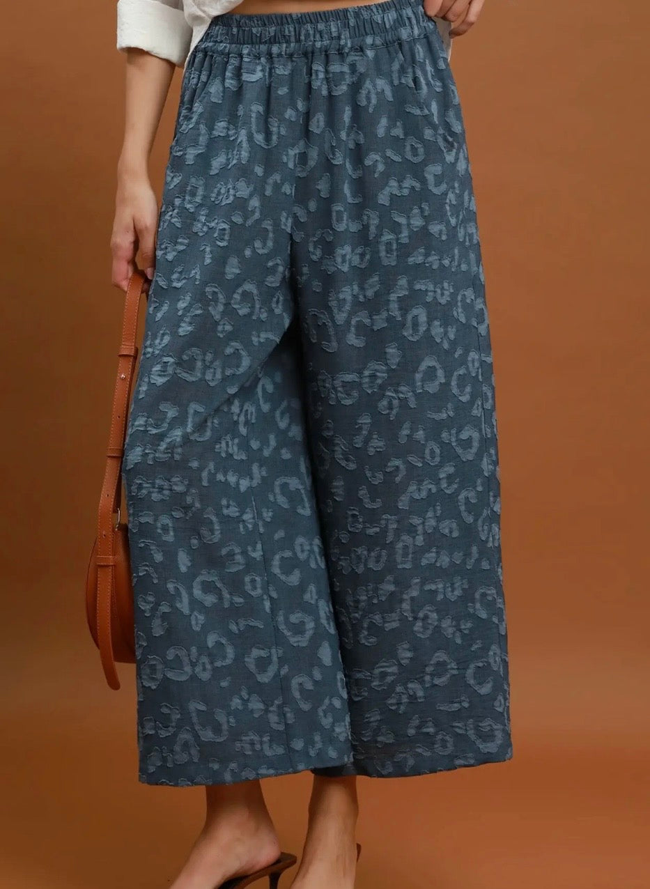 Indigo Safari Wide-Leg Pants