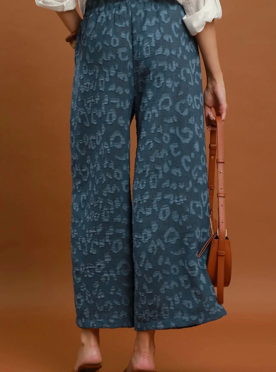 Indigo Safari Wide-Leg Pants