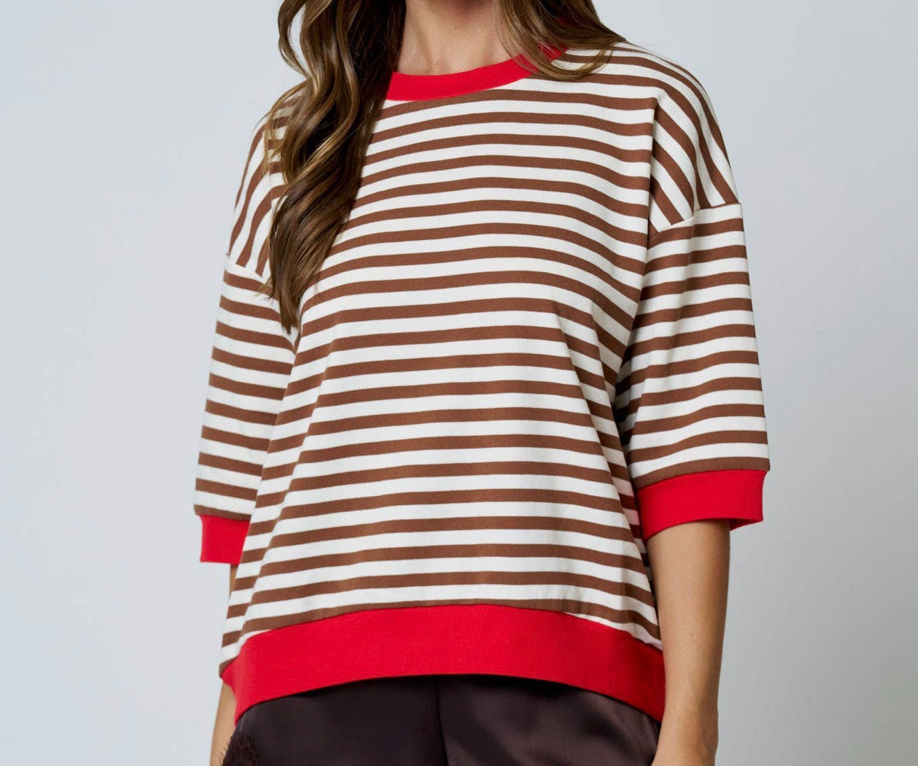 Colorblock Stripe Drop Sleeve Top