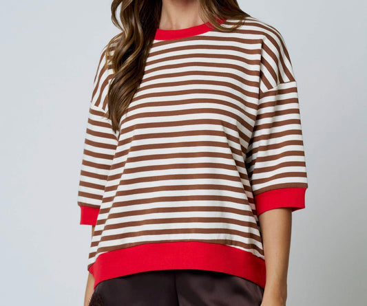 Colorblock Stripe Drop Sleeve Top