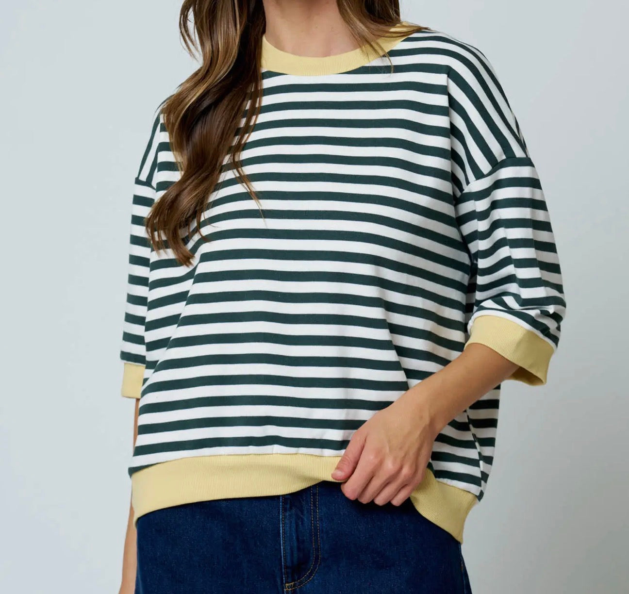 Colorblock Stripe Drop Sleeve Top