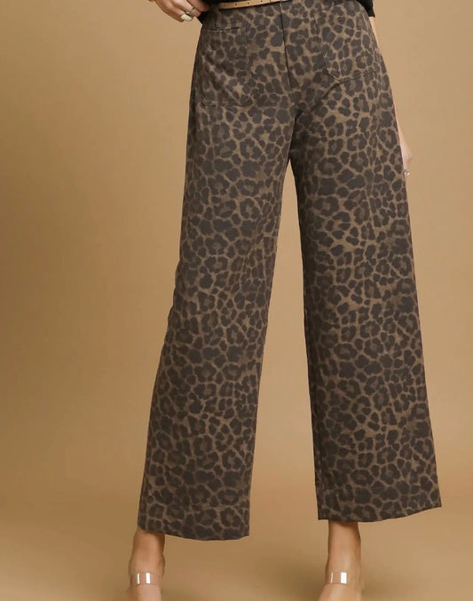 Chocolate Animal Print Wide Leg Pants