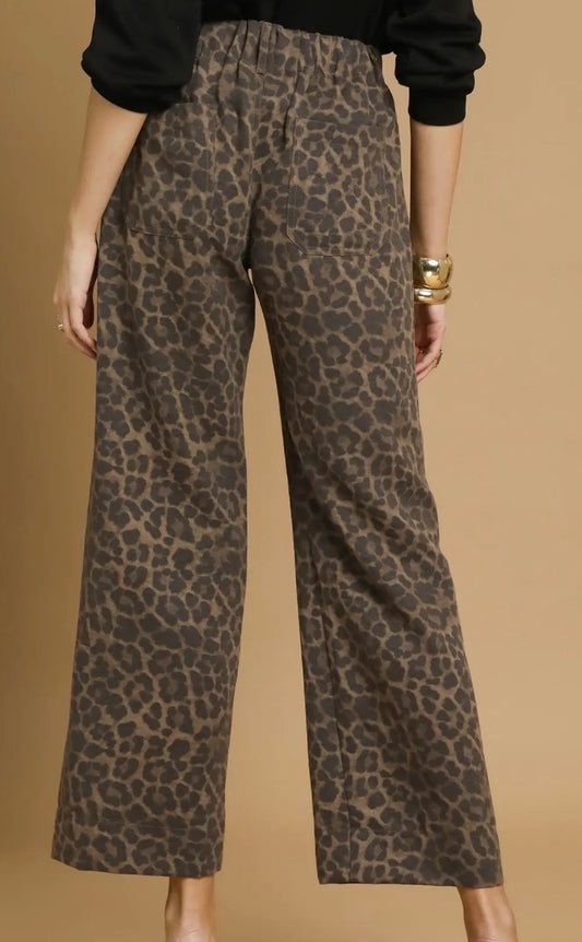 Chocolate Animal Print Wide Leg Pants