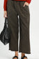 Leopard Print Frayed Hem Wide Leg Pants