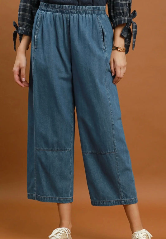 Blue Sky Denim Wide Leg Pull-On Pants