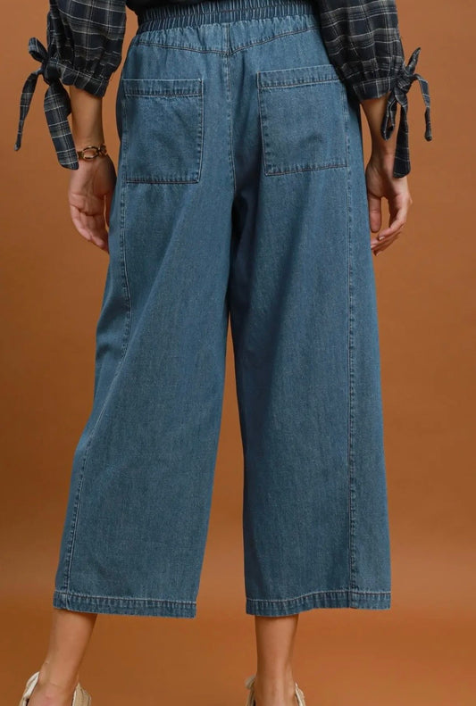 Blue Sky Denim Wide Leg Pull-On Pants