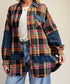 Mixed Plaid Oversized Button Down Shacket