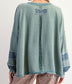 Faded Teal Heart Patch Washed Pullover Top