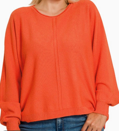 Plus Front Seam Round Neck Sweater