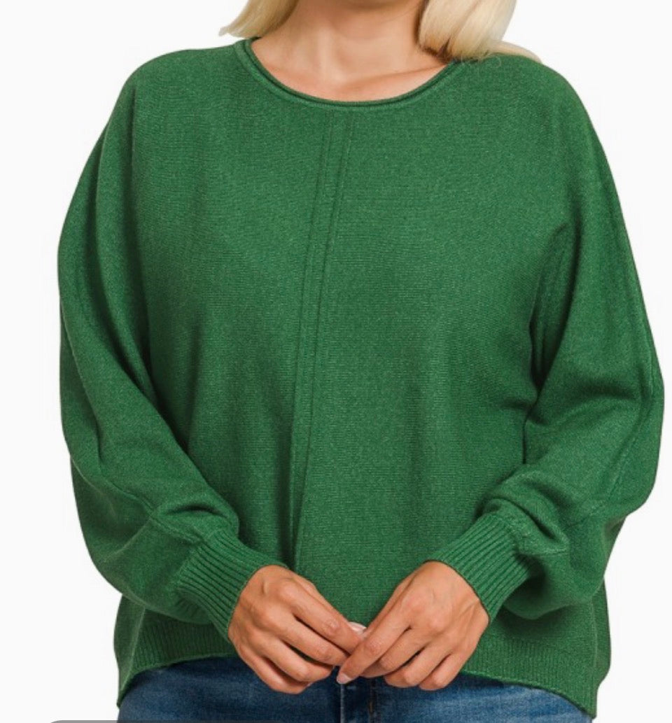 Plus Front Seam Round Neck Sweater