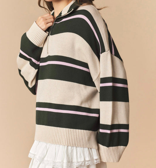 Preppy Picnic Quarter Zip Sweater
