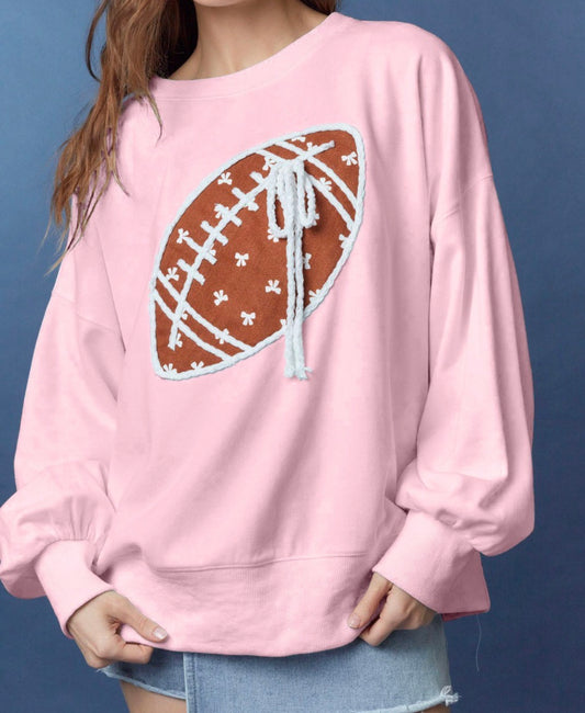 Bow Football Cord Detailed Sweatshirt