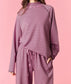 Pink & Charcoal Mock Neck Stripe Set