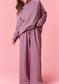 Pink & Charcoal Mock Neck Stripe Set
