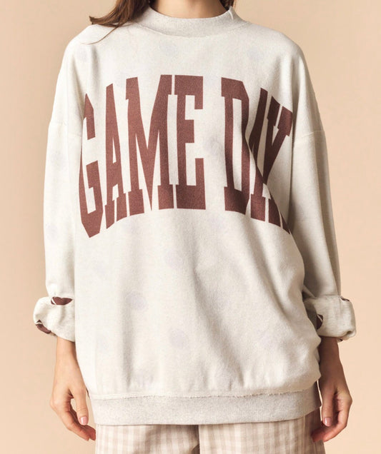 Reversible Game Day Football Mock Neck Sweatshirt
