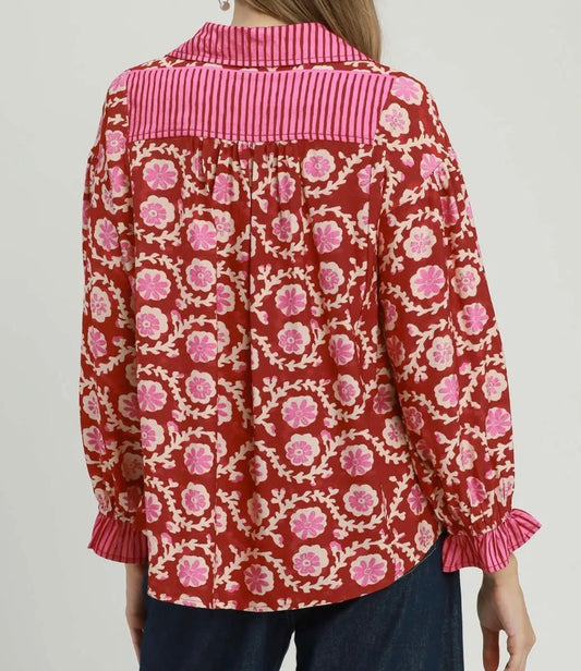 Berry Blossom Button-Up Top