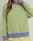 Reversible Stripe-to-Polka Dot Mock Neck Pullover Top