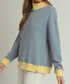 Reversible Stripe-to-Polka Dot Mock Neck Pullover Top