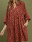Cinnamon Spot Ruffle Neck Swing Dress