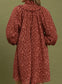 Cinnamon Spot Ruffle Neck Swing Dress