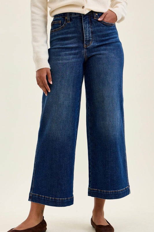Judy Blue High Waisted Tummy Control Wide Leg Ankle Jeans - 881187