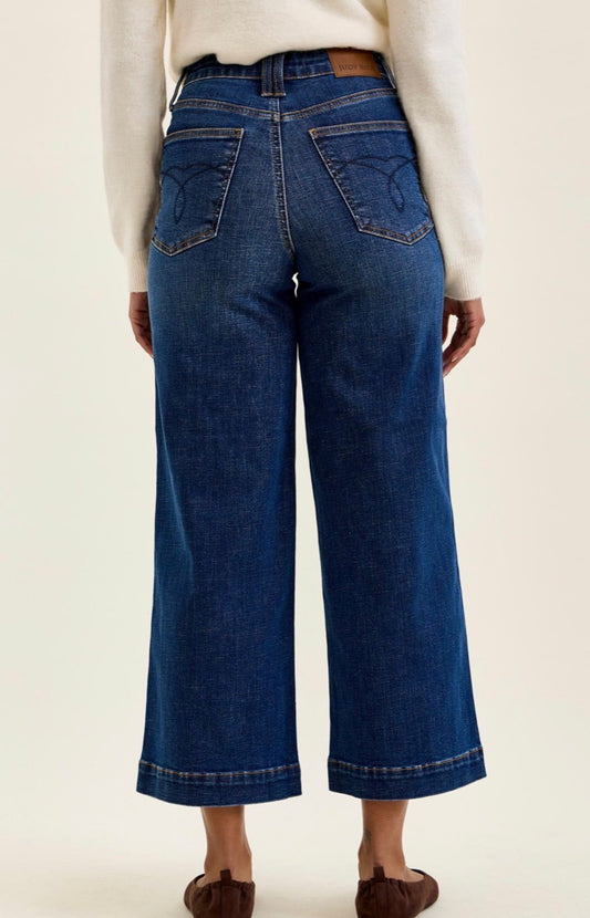 Judy Blue High Waisted Tummy Control Wide Leg Ankle Jeans - 881187