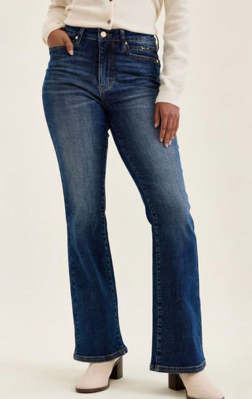 Judy Blue Mid Rise Bootcut W/ Harness Trim Jeans - 881169