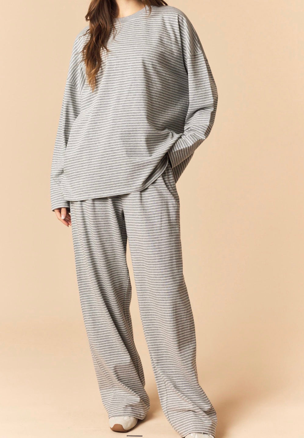 Effortlessly Chic Oversized Striped Set
