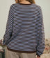Striped Long Sleeve Button Henley Sweater