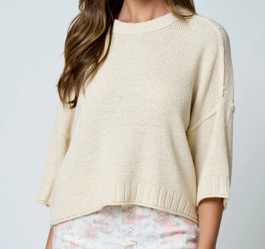 Natural Drop Shoulder Knit Top