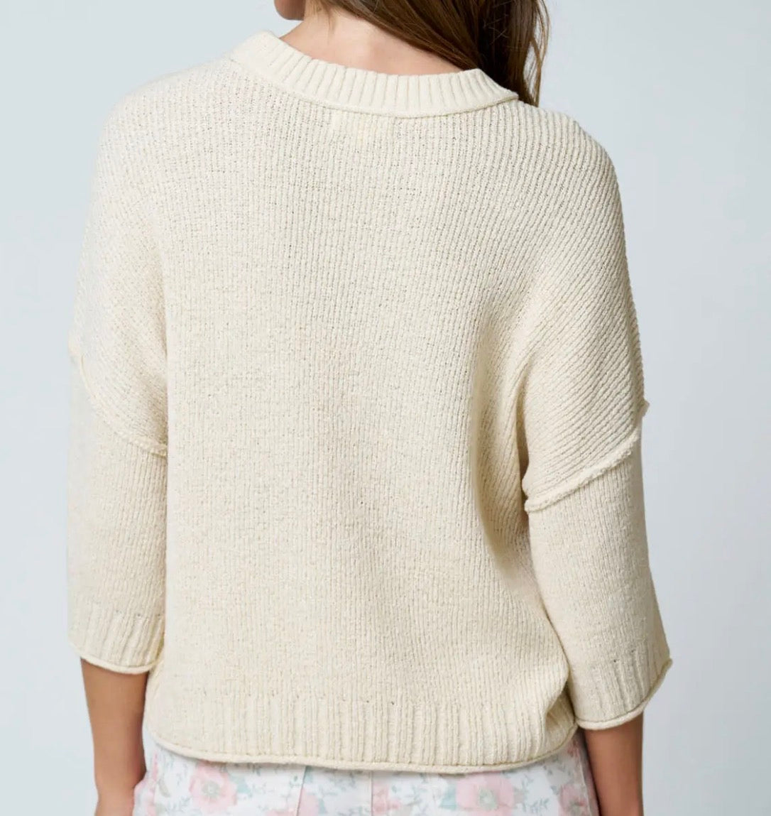 Natural Drop Shoulder Knit Top
