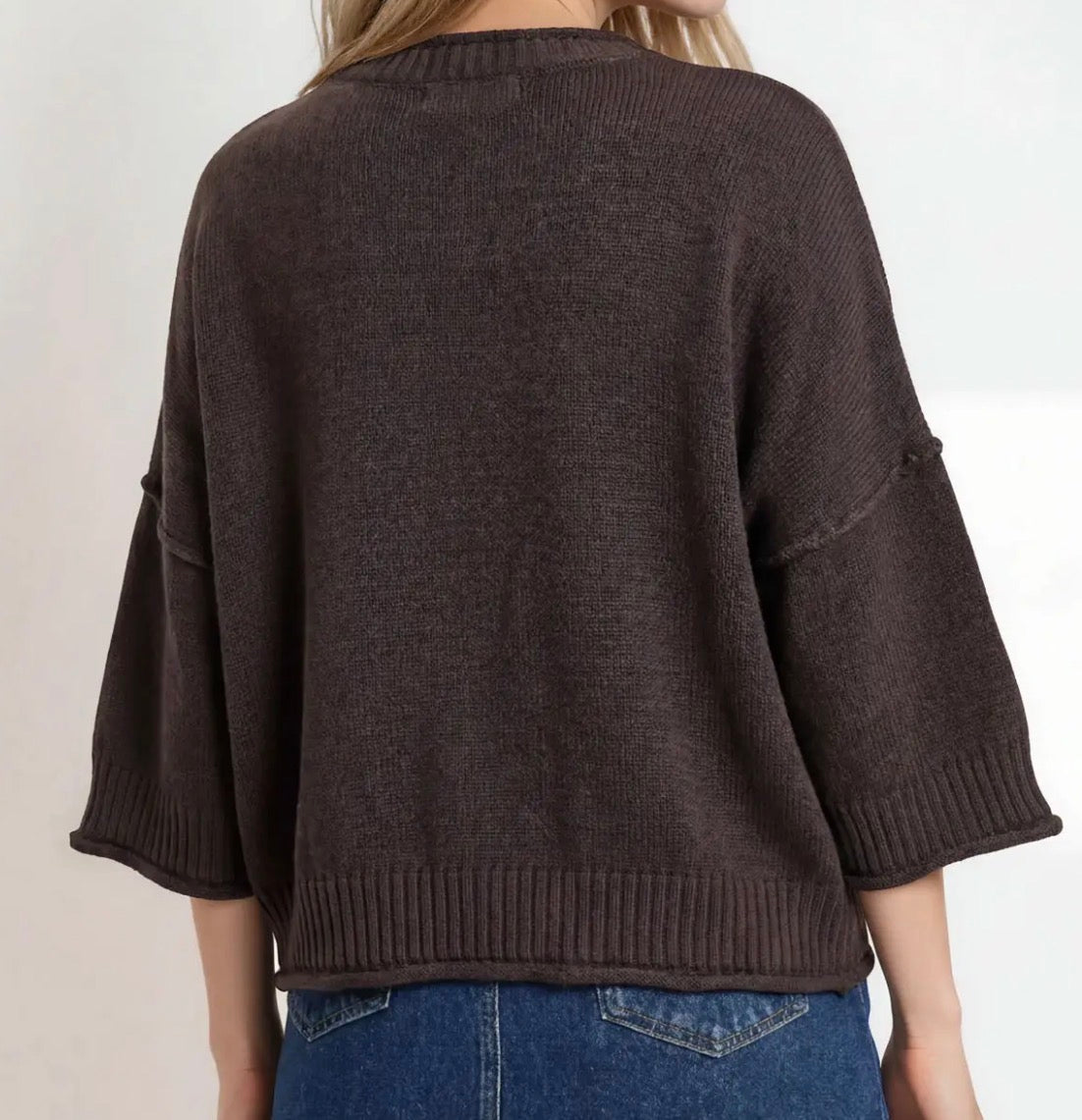 Exposed Seam Drop Shoulder Short Sleeve Pullover Top