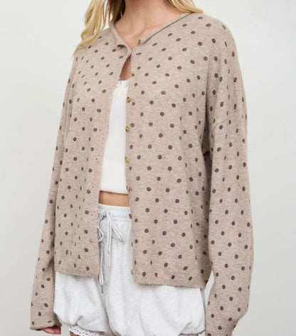 Polka Dot Knit Button Down Cardigan