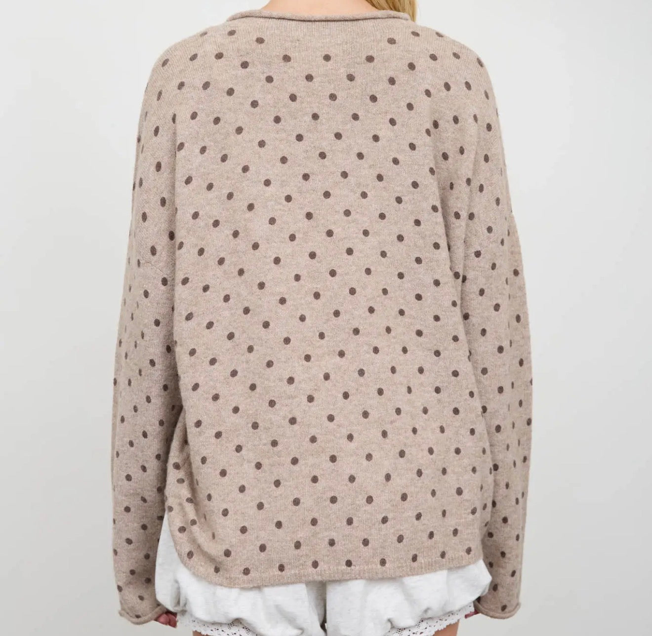Polka Dot Knit Button Down Cardigan