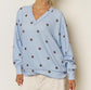 Polka Dot Long Sleeve Textured Top