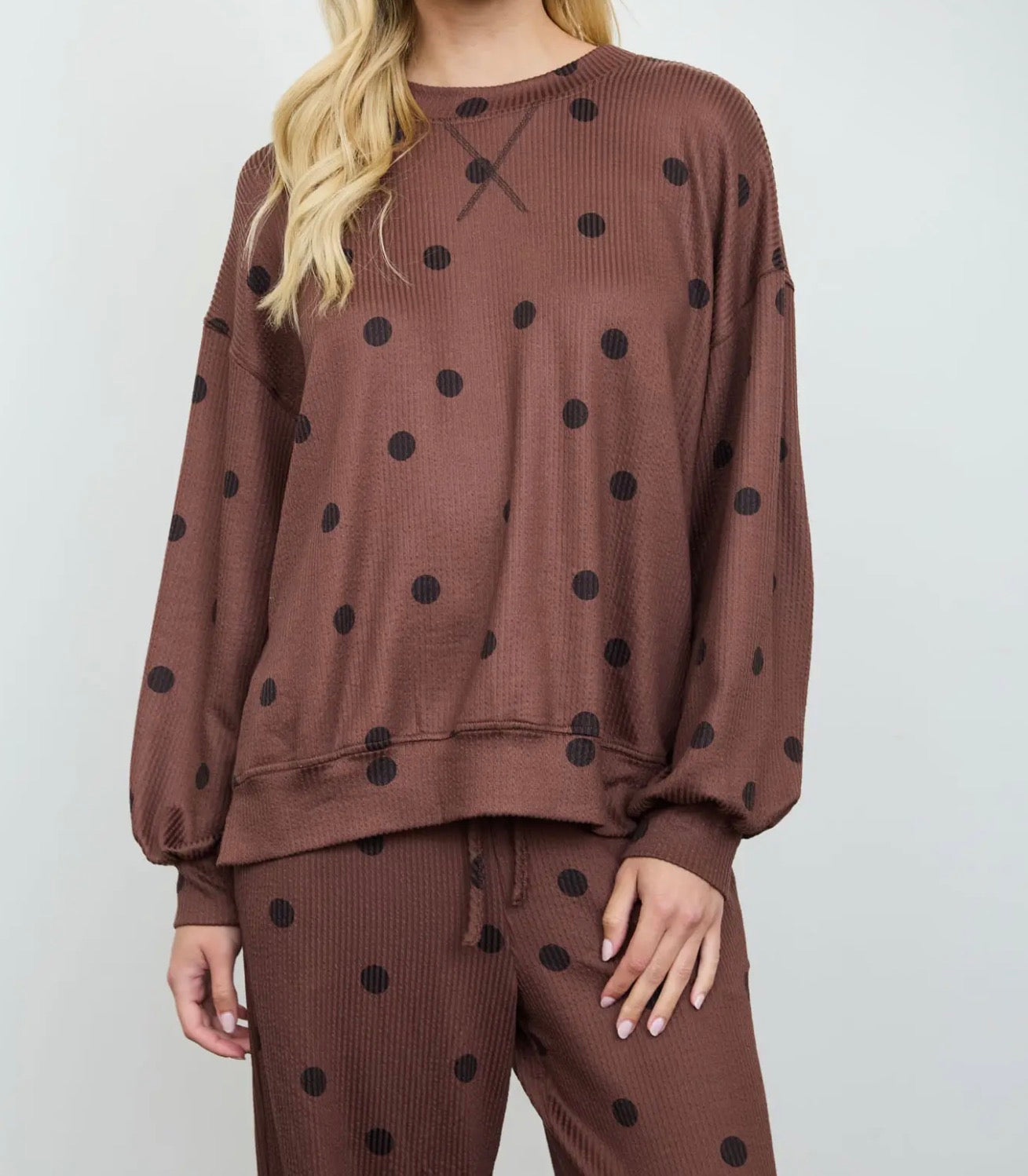 Polka Dot Textured Wide Leg Set