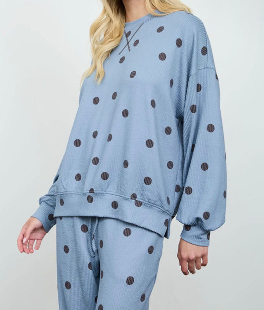 Polka Dot Textured Wide Leg Set