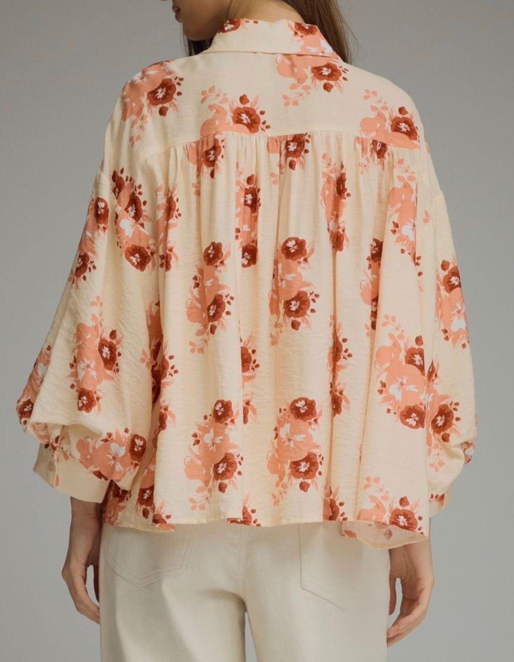 Apricot Bloom Button Top
