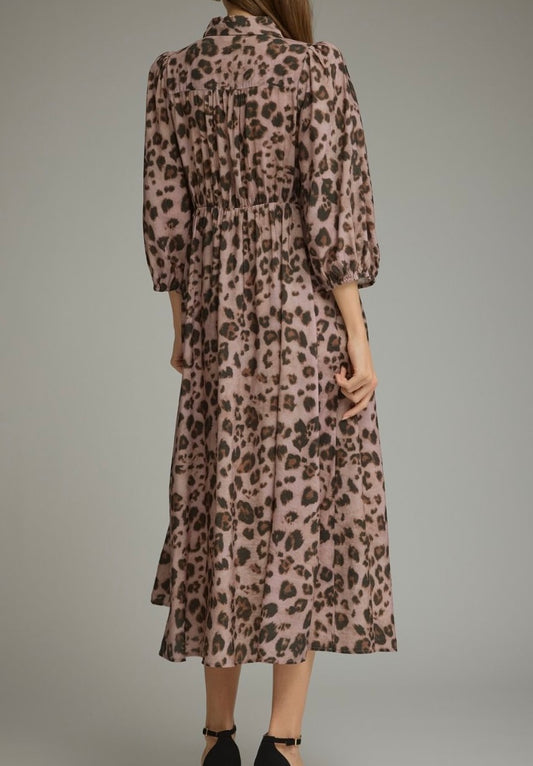 Mauve Leopard Midi Dress