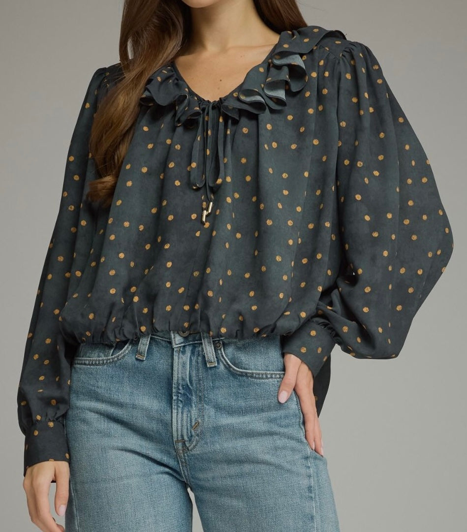 Midnight Sparkle Ruffle Top