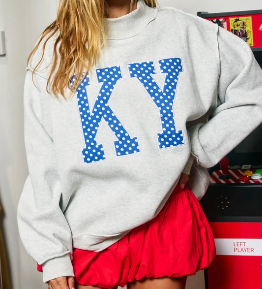 KY Polka Dot Oversized Mock Neck Sweatshirt