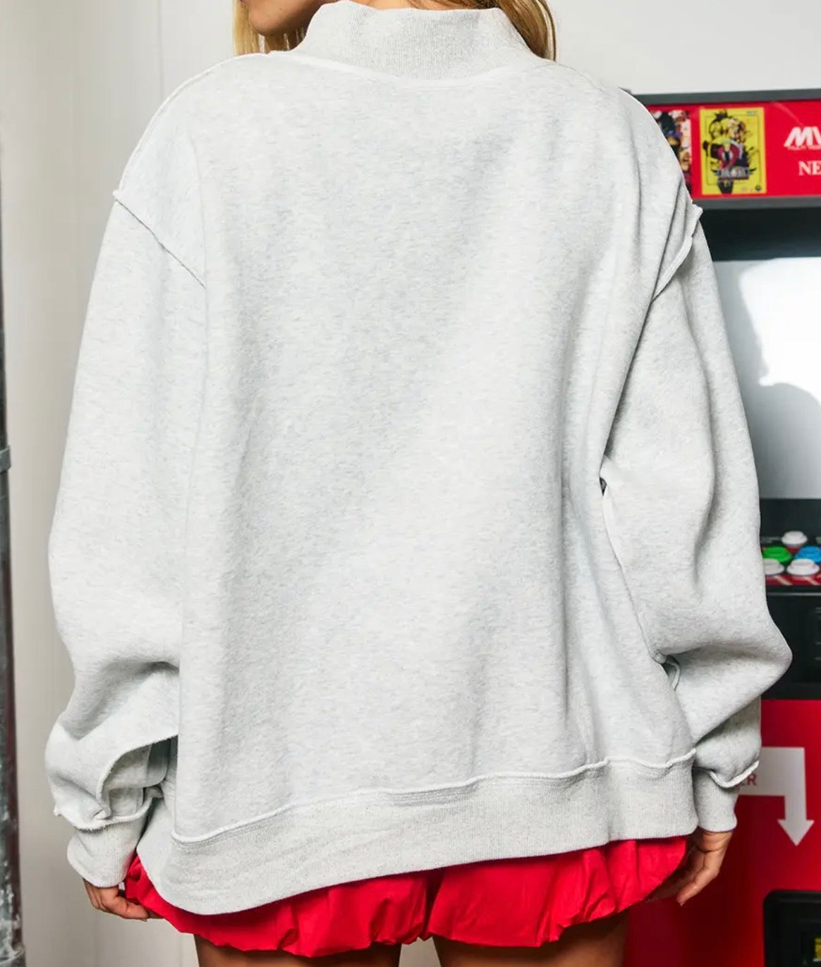 KY Polka Dot Oversized Mock Neck Sweatshirt