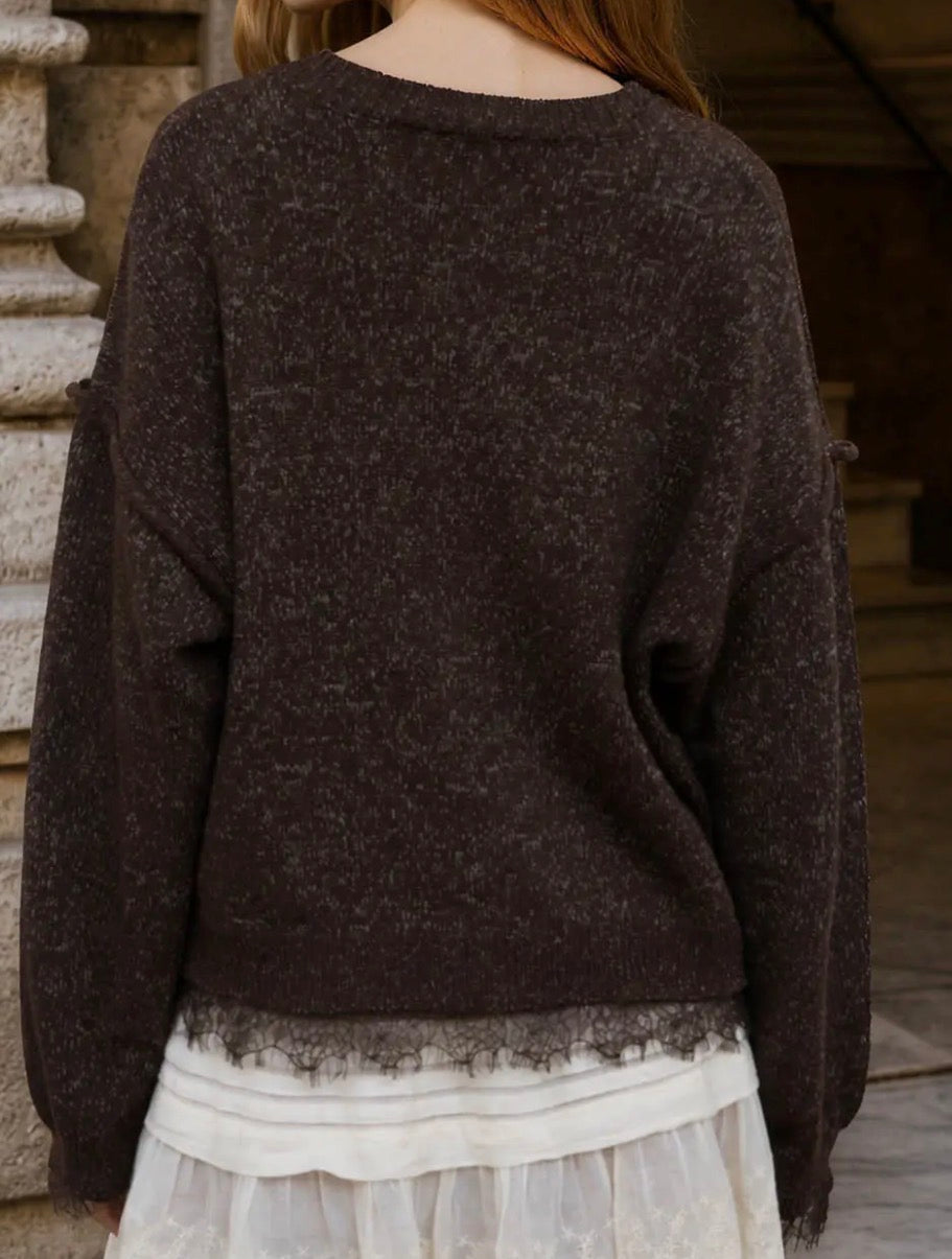 Lace Trim Button Down Cardigan