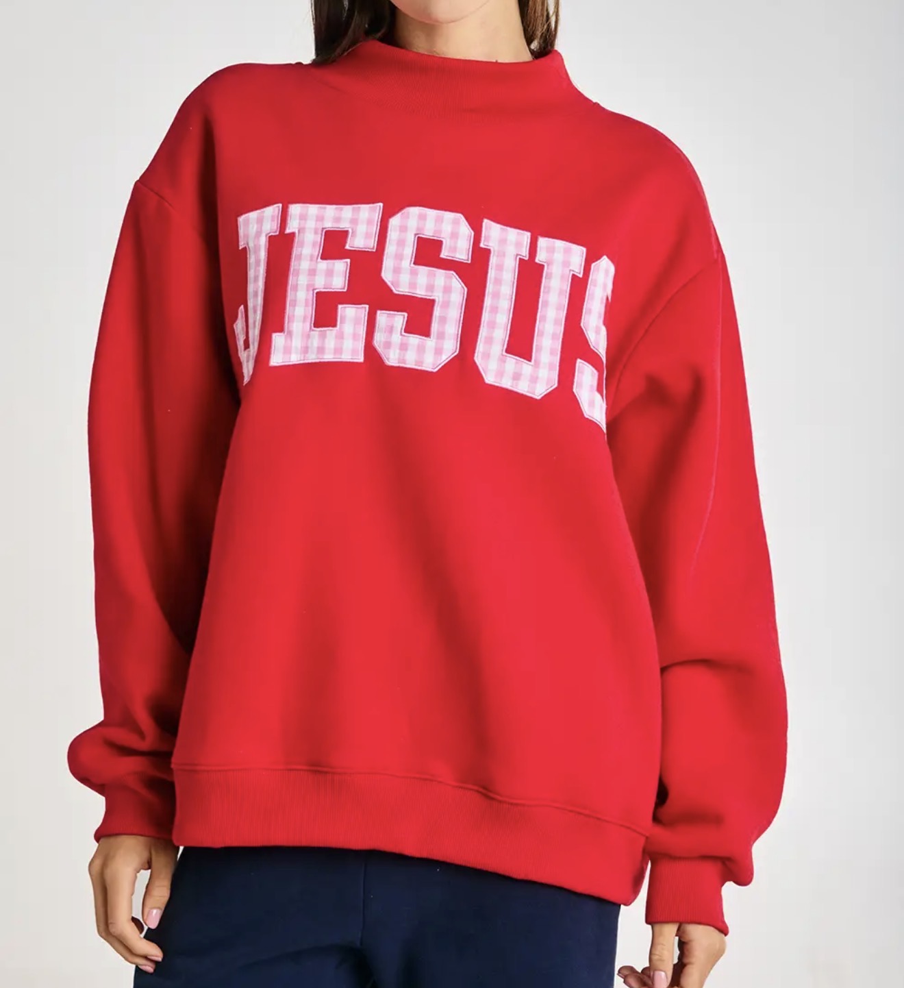 Jesus Embroidered Mockneck Sweatshirt