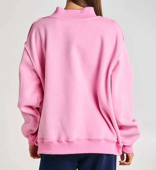 WWJD Pink Embroidered Mockneck Sweatshirt