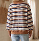 Camel Oversized Striped Sweatshirt