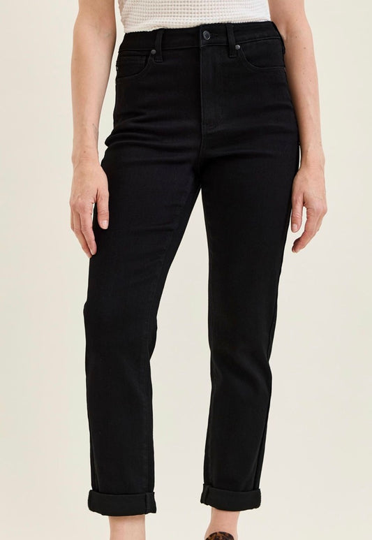 Judy Blue High Waisted Black Girlfriend Jeans - 881246