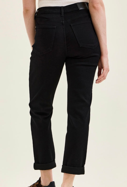 Judy Blue High Waisted Black Girlfriend Jeans - 881246
